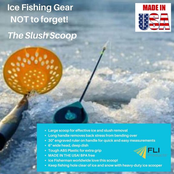 FLI Products Fisherman's Ice Fishing Skimmer Scoop Slush Strainer 36" Single Black & Yellow image number 1
