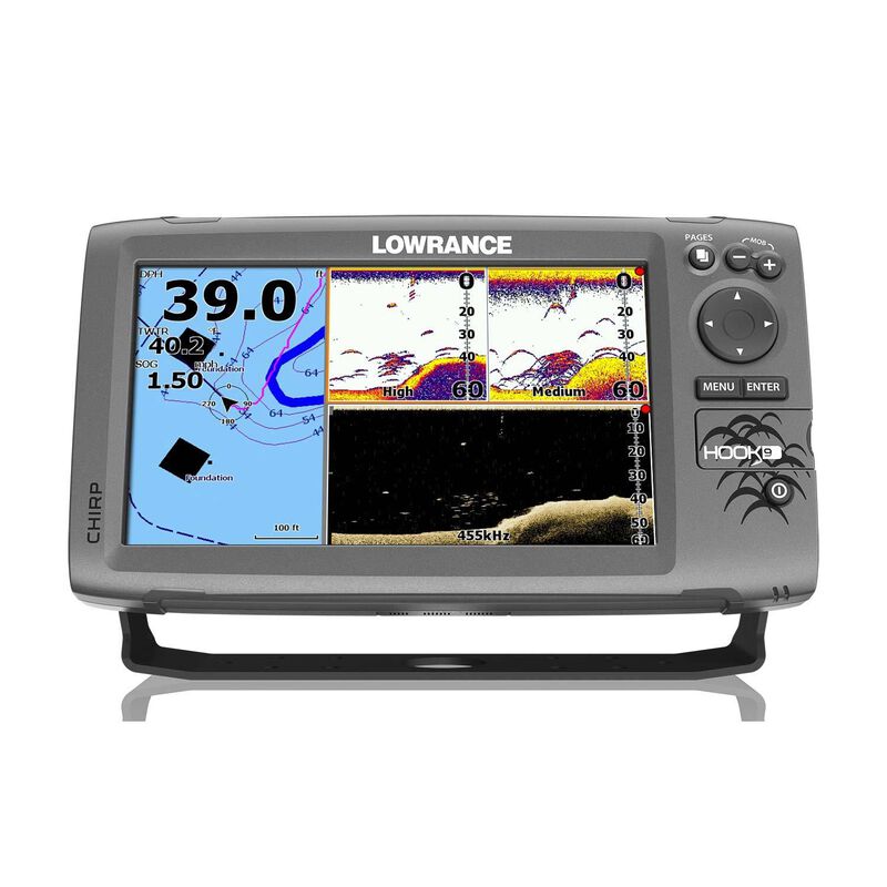 LOWRANCE Hook-9 Fishfinder/Chartplotter with Mid/High CHIRP, DownScan™  Imaging, Navionics+ Cartography