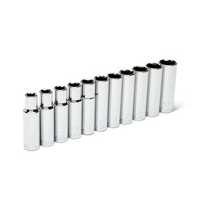 11-Piece 1/2" Drive Metric Deep Socket Set, 6 Point