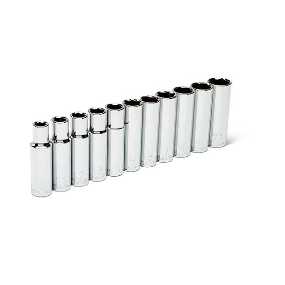 11-Piece 1/2" Drive Metric Deep Socket Set, 6 Point image number 0