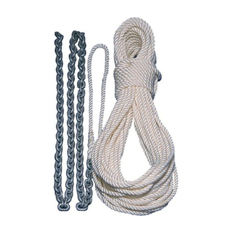 Pre-Spliced Anchor Rode, 5' of 1/4" Chain, 100' of 1/2" Three-Strand Line image number 0