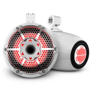 HYDRO 10" Neodymium Marine Tower Speakers with Built-in Passive Radiator, 1" Driver and RGB LED Lights, 900 Watts, White