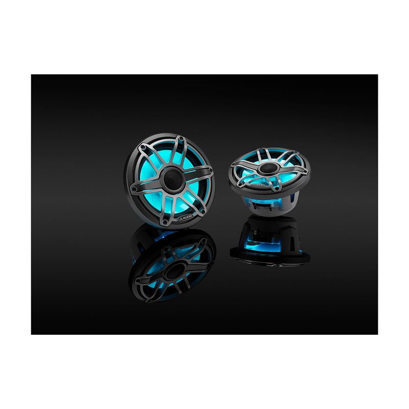 M6-770X-S-GmTi-i 7.7" Marine Coaxial Speakers, Gunmetal & Titanium Sport Grilles with RGB LED Lighting image number 8