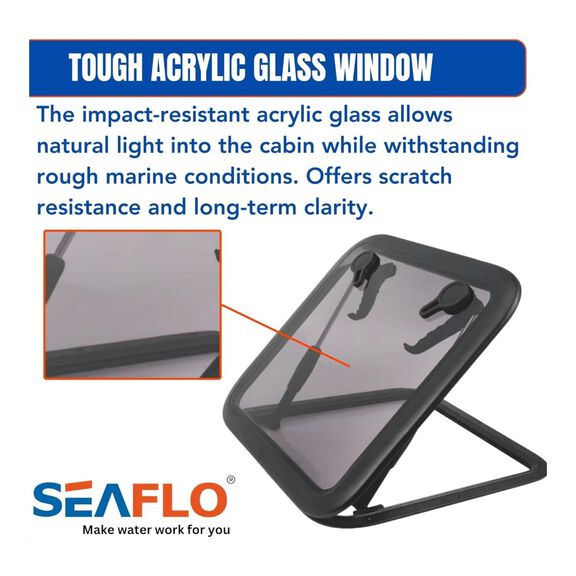 SEAFLO 01-Series 19.9" x 19.9" Black Aluminum Square Deck Hatch image number 4