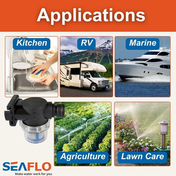 SEAFLO 52S02 Inline Water Pump Filter with 3/4 in. Quick Attach image number 3