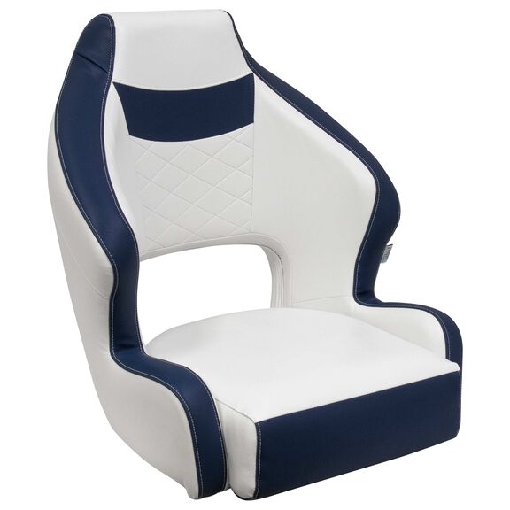 Wise DLX3338-1904 DLX Series Pontoon Bucket Seat with Flip Up Bolster - White / Mariner Blue image number 0