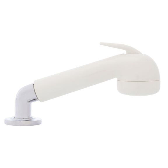 Deck-Mount Sprayer Large Warm White Sprayer No Hook, w/Elbow, 6' Stainless Steel Hose, Low Profile Holder image number 2