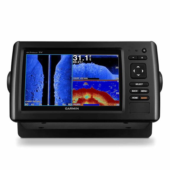 echoMAP&trade; CHIRP 73sv Fishfinder/Chartplotter Combo with ClearV&uuml;/SideV&uuml; Transducer and LakeV&uuml; Inland Charts image number 0