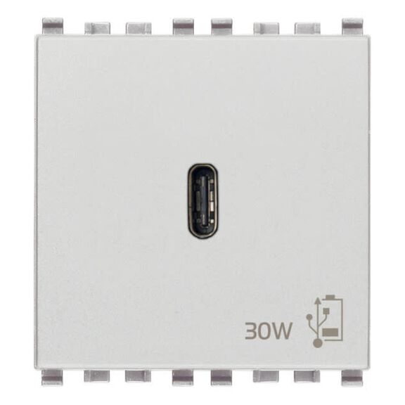 Vimar Eikon USB-C Power Delivery (PD) Supply Unit 30W, 2-Module, Grey image number 0