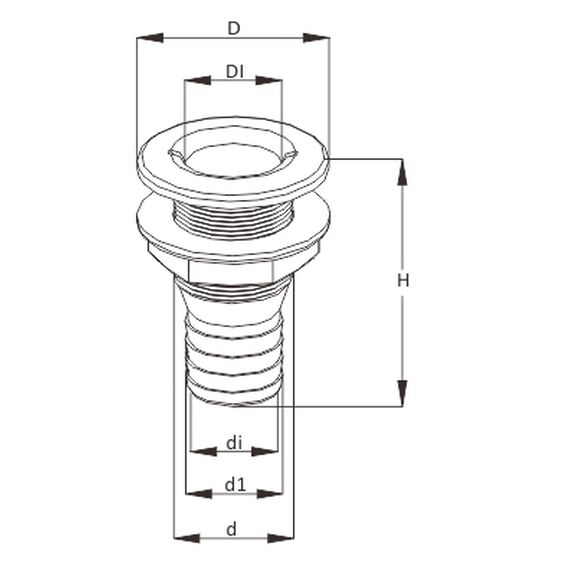 SEAFLO MARINE Thru Hull Fittings (Plastic) 1 1/4", White image number 1