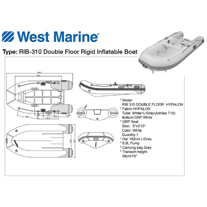 RIB-310 Double Floor Rigid Hypalon Inflatable Boat image number 1