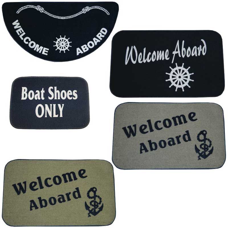 Welcome-Aboard Mat, Navy with Wheel, 18" x 30" image number 0