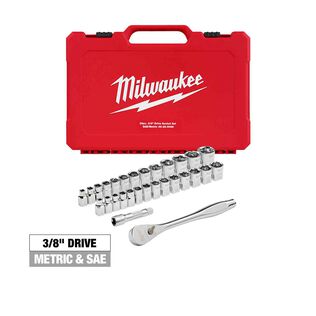 3/8" Drive Metric & SAE Ratchet and Socket Set with FOUR FLAT&trade; Sides, 29 Piece