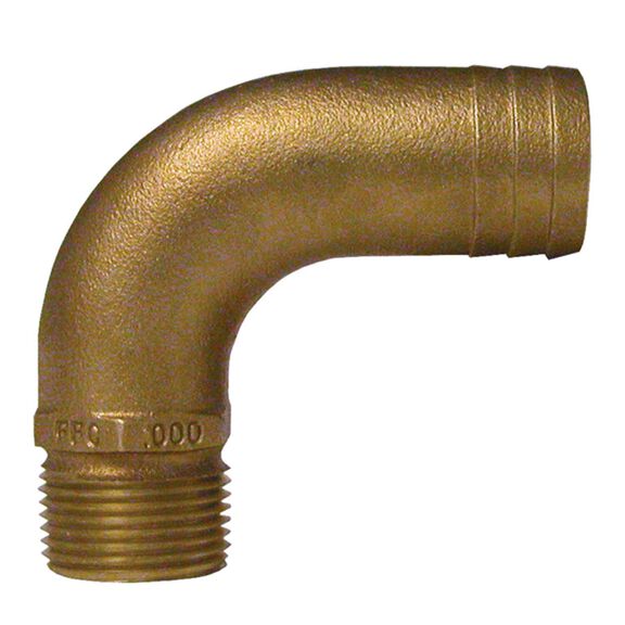 Full Flow 90 Degree Bronze Pipe Fitting 1" NPT x 1-1/8" Hose image number 0
