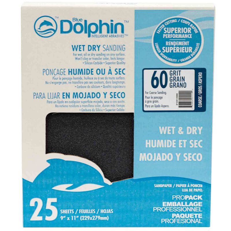 Wet/Dry Sandpaper Sheets, 60 Grit, 25-Pack image number 0