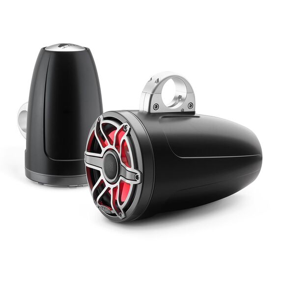 M6-880ETXv3-Sb-S-GmTi-i 8.8" Enclosed Marine Coaxial Speaker System, Satin Black, Gunmetal and Titanium Sport Grille with RGB LED Lighting image number 3
