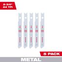 2-3/4" 24TPI U-Shank Metal Cutting Bi-Metal Jig Saw Blades, 5 Pack image number 0