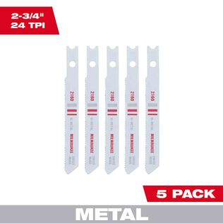 2-3/4" 24TPI U-Shank Metal Cutting Bi-Metal Jig Saw Blades, 5 Pack