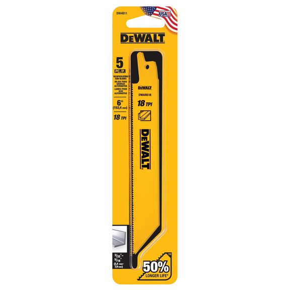 DEWALT 6" 14 TPI Straight Back Bi-Metal Reciprocating Blade, 2-Pack image number 0