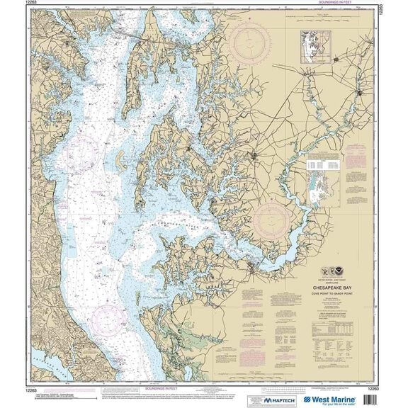 Maptech&reg; NOAA Recreational Waterproof Chart-Chesapeake Bay Cove Point to Sandy Point, 12263 image number 0