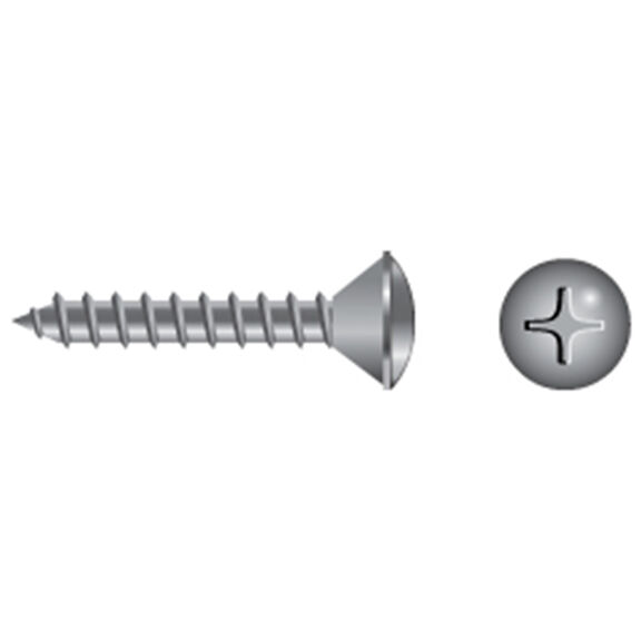 #12 X 5/8" Stainless Steel Phillips Oval-Head Tapping Screws, 100-Pack image number 0
