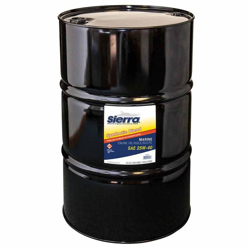 Sierra 25W-40 4 Stroke Synthetic Blend Marine Engine Oil, 55 Gallon image number 0