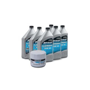 Quicksilver 25W-40 Sterndrive and Inboard Oil Change Kit, Compatible w/ Mercury MerCruiser, Crusader, Chris Craft, OMC, PCM, Volvo Penta, Quicksilver Engines, Boat