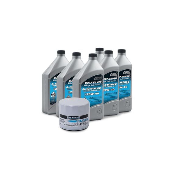 Quicksilver 25W-40 Sterndrive and Inboard Oil Change Kit, Compatible w/ Mercury MerCruiser, Crusader, Chris Craft, OMC, PCM, Volvo Penta, Quicksilver Engines, Boat image number 0