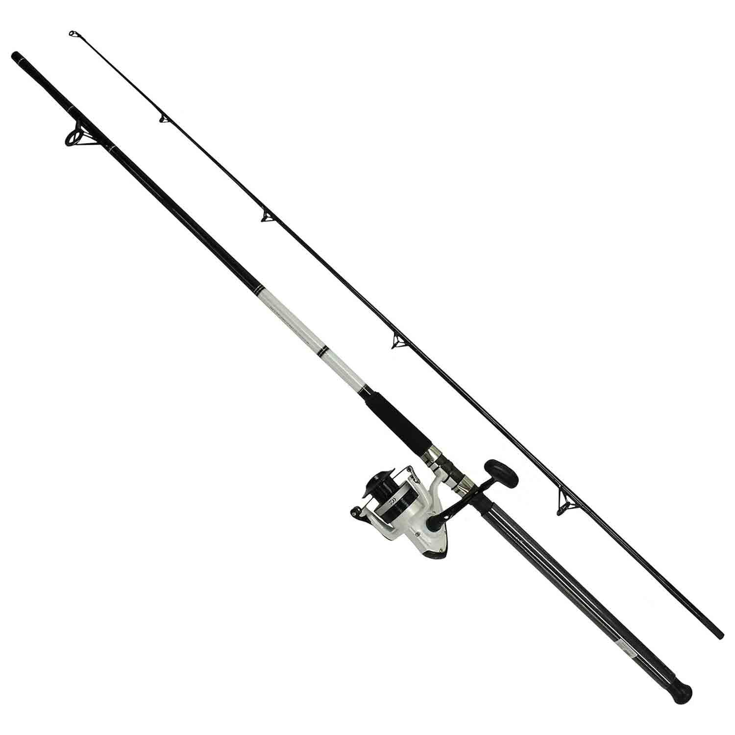 DAIWA 10' D-Wave Black & White, Fiberglass Spinning Combo