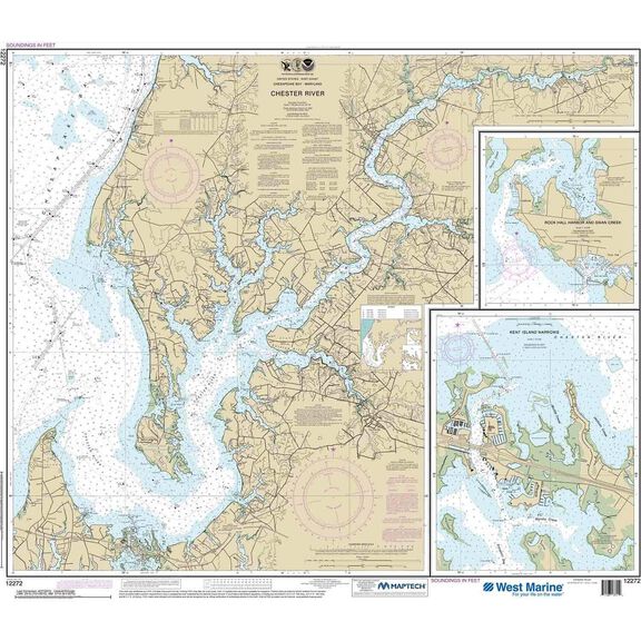 Maptech&reg; NOAA Recreational Waterproof Chart-Chester River; Kent Island Narrows, Rock Hall Harbor and Swan Creek, 12272 image number 0