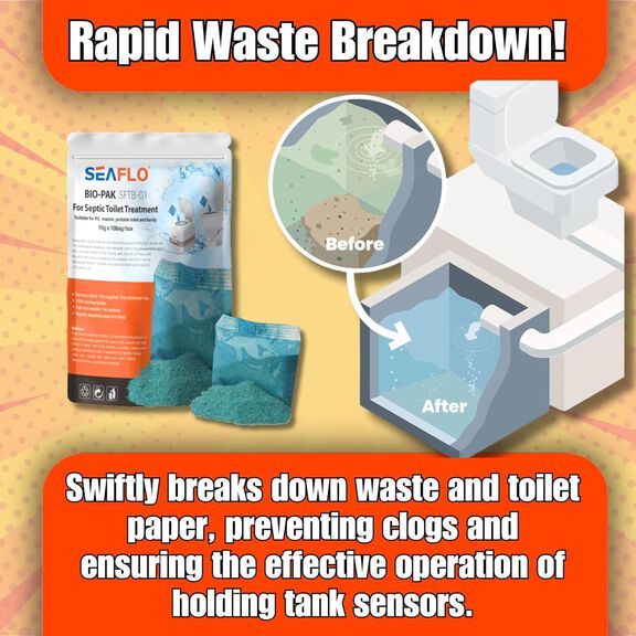 SEAFLO Bio-Pak RV Marine Holding Tank Deodorizer Drop-In Packets Pine Scent image number 4
