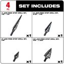 Step Drill Bit Set, 4 Piece image number 1