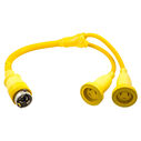 Adapter, Marine Adapter, Molded &ldquo;Y&ldquo;, 2) 30A 125V Locking Connectors to 50A 125V, Locking Plug, Yellow image number 0