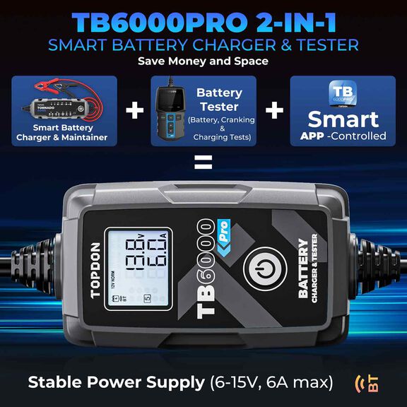 2-in-1 6A Battery Charger & Battery Tester with App image number 4