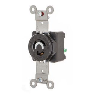 Hubbell Marine Locking single Receptacle , 15A 277V, L7-15R, Black, ScrewlessTerminal