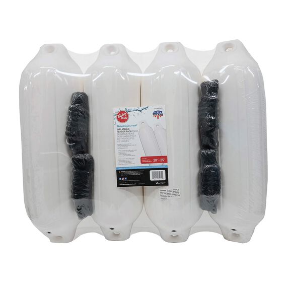 6" X 22" BoatGuard Fender 4-Pack with Rope, White image number 0