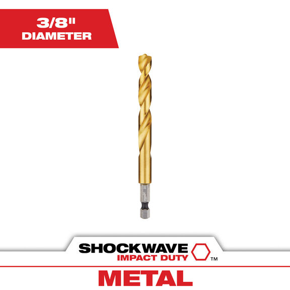 3/8" SHOCKWAVE Impact Duty RED HELIX Titanium Drill Bit image number 0