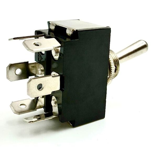 Chrome Plated Toggle Switch, On/Off/(On), DPDT image number 1