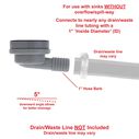 2" Drain, 95 Degree Drain, Low Profile w/Strainer, 1" Hose Barb, w/Chain Stopper Brushed Finish image number 5