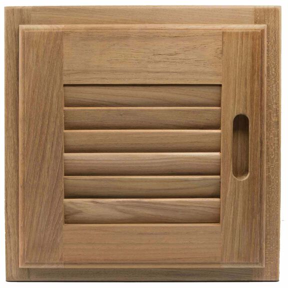 Right Hand Teak Louvered Door & Frame, 12" x 12" image number 1