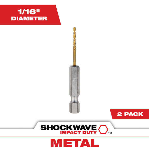 1/16" SHOCKWAVE Impact Duty RED HELIX Titanium Drill Bit image number 0