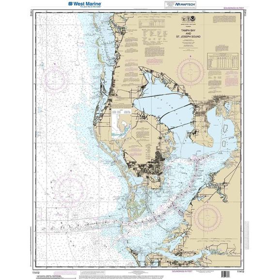 Maptech&reg; NOAA Recreational Waterproof Chart-Tampa Bay and St. Joseph Sound, 11412 image number 0