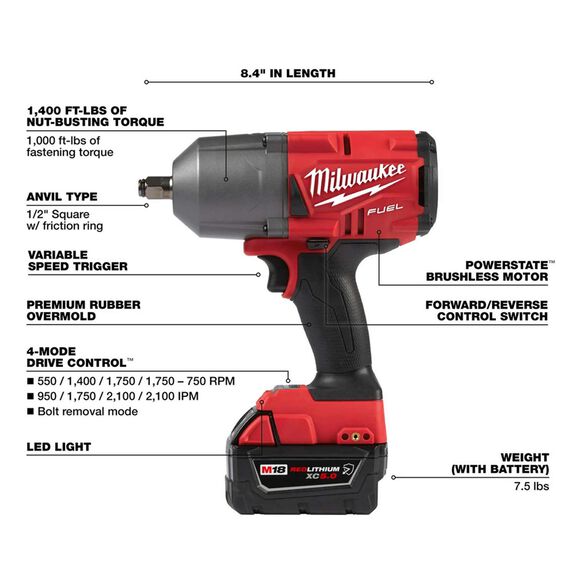 M18 FUEL&trade; High Torque 1/2&rdquo; Impact Wrench with Friction Ring Kit image number 3