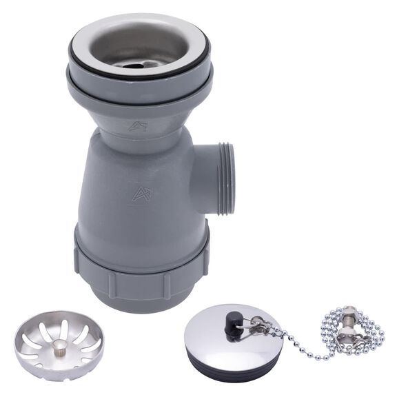 2" Drain, Trap Sink Drain, 1-1/4"-M Thread,  w/Strainer, w/Chain Stopper Ultra-Mirror Finish image number 0