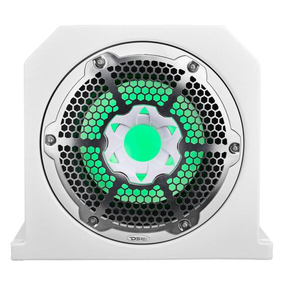 HYDRO Double Marine Subwoofer Enclosure with 10" Subwoofer plus 10" Passive Radiator and Integrated RGB Lights, 700 Watts 4-Ohm, White image number 1