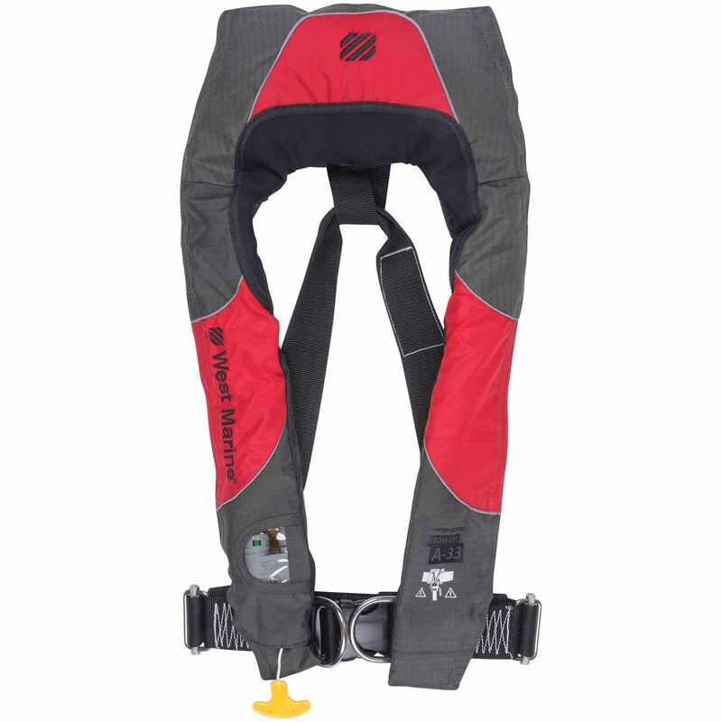Offshore Automatic Inflatable Life Jacket with Harness, Red image number 0