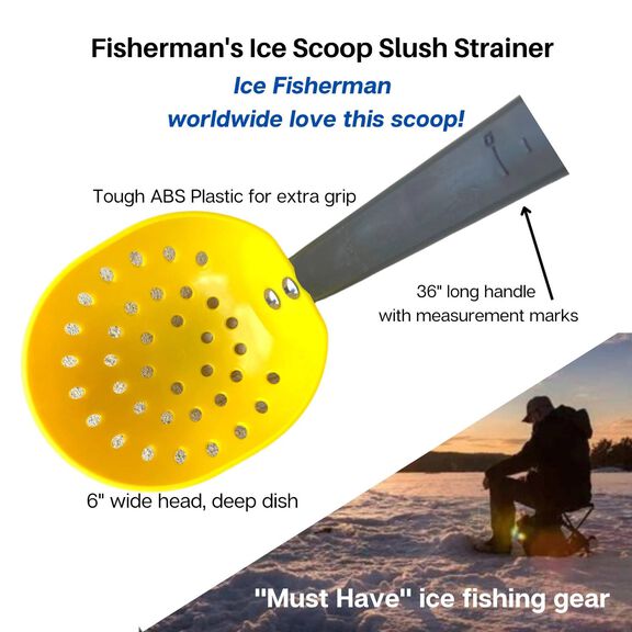 FLI Products Fisherman's Ice Fishing Skimmer Scoop Slush Strainer 36" Single Black & Yellow image number 3