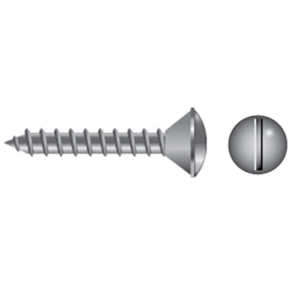 #10 X 3/4" Stainless Steel Slotted Oval-Head Tapping Screws, 100-Pack image number 0