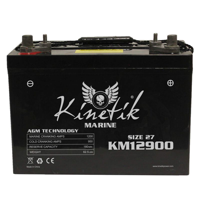 Kinetik Sealed Lead-Acid Marine Battery UB12900 Group 27 image number 0