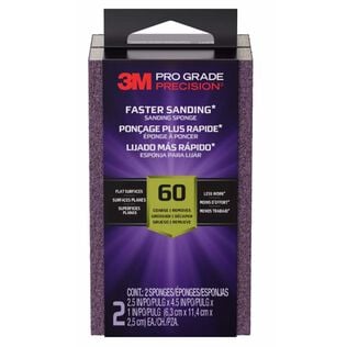 Pro Grade Precision&trade; Faster Sanding Sanding Block Sponge, 2.5 in x 4.5 in x 1in, 60 grit, 2 each/pk, 6 pk/case
